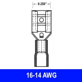 Female Quick Disconnect .250", 16-14AWG, Vinyl, 1000 pack