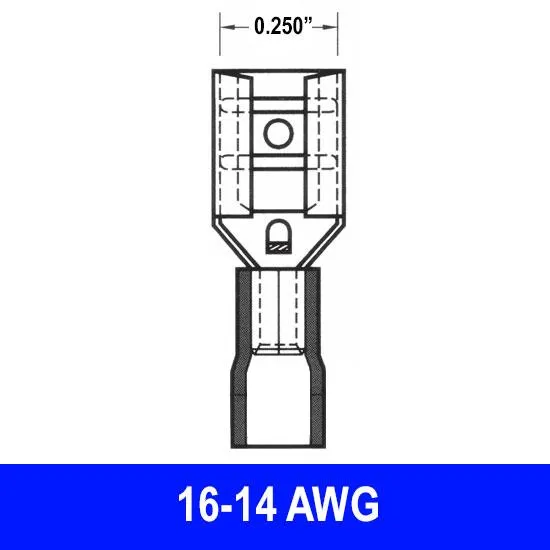 Female Quick Disconnect .250", 16-14AWG, Vinyl, 1000 pack