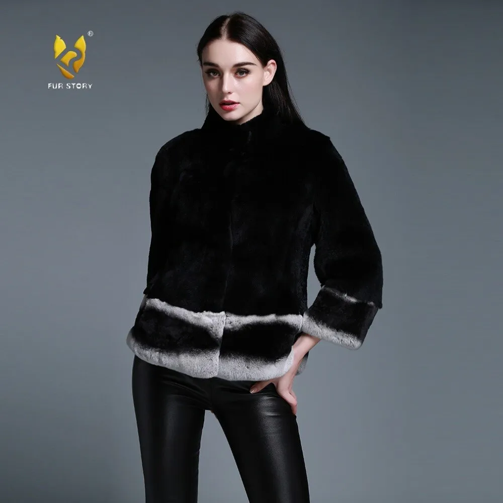 FUR STORY Womens Coats Real Rabbit Fur Spring Jackets Women Jacket Winter jacket Women 151264
