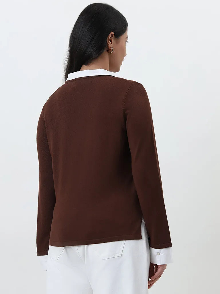 Gia Brown Collared T-Shirt