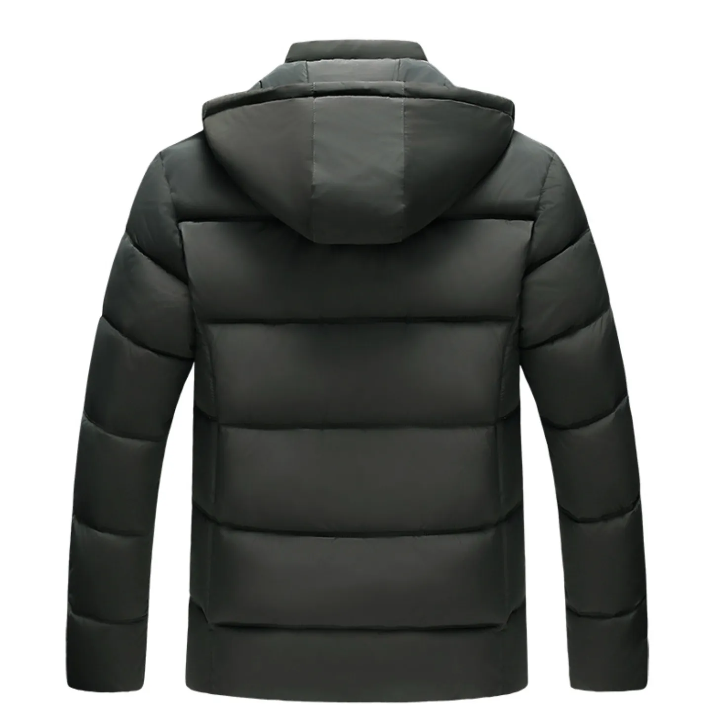 Mens Winter Zipper Coat with Detachable Hood