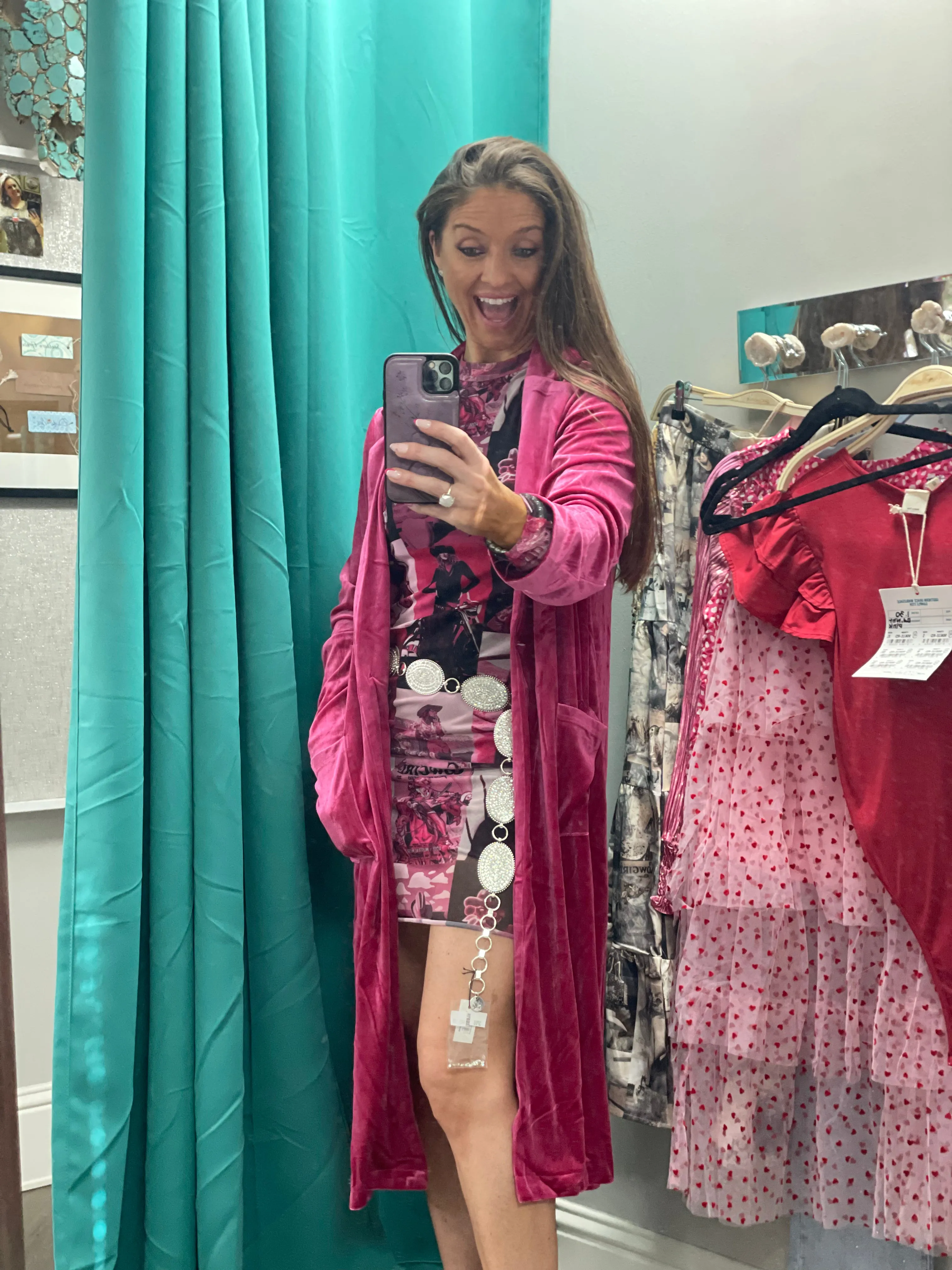 Must Have Velvet Duster Jacket in Magenta