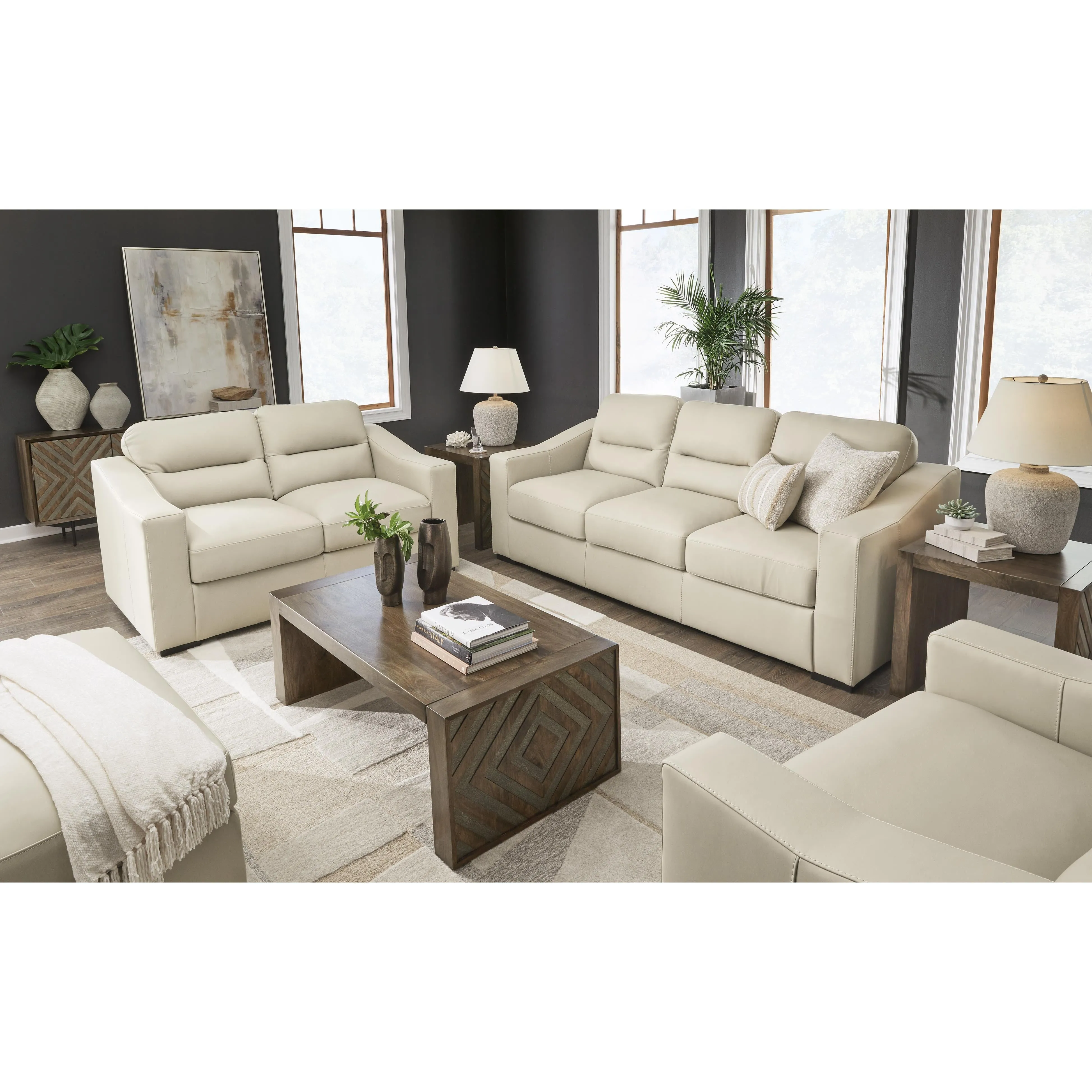 Signature Design by Ashley Treasure Trove Stationary Leather Match Loveseat 1930435C